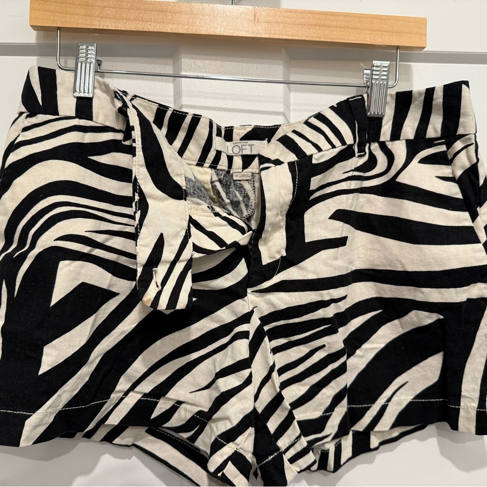 LOFT High Waist Black and White Zebra Print Shorts